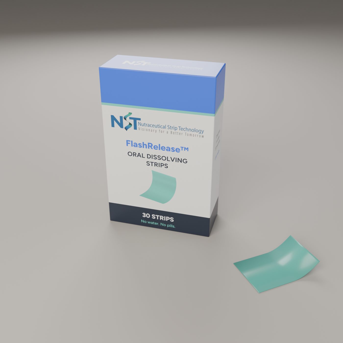 An NST FlashRelease carton of 30 oral dissolving strips
